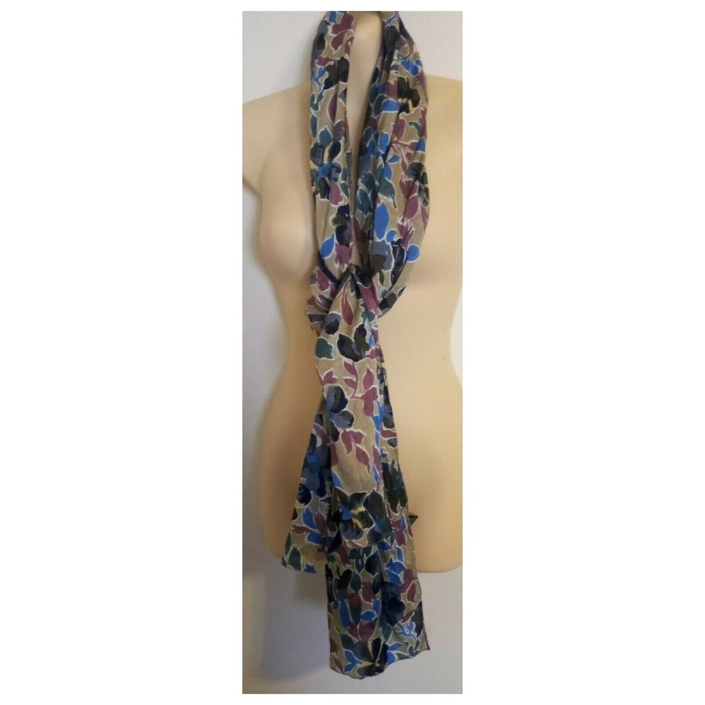 Women's Vivante VSA Purple Blue Floral Scarf Wrap 6 feet Long India SPRING